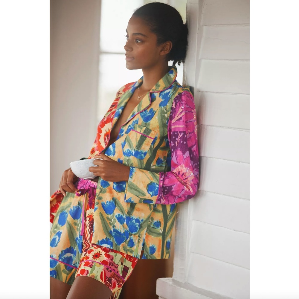 Anthropologie Roeqiya Fris Garden Bloom Flannel Pajama Top